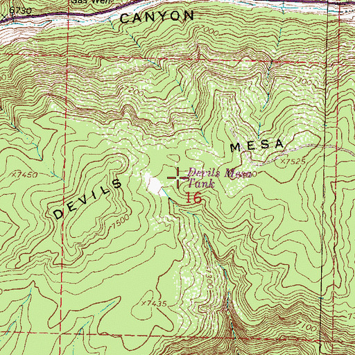 Topographic Map of Devils Mesa Tank, NM
