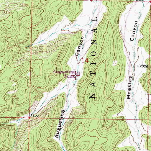 Topographic Map of Augustine Tank, NM