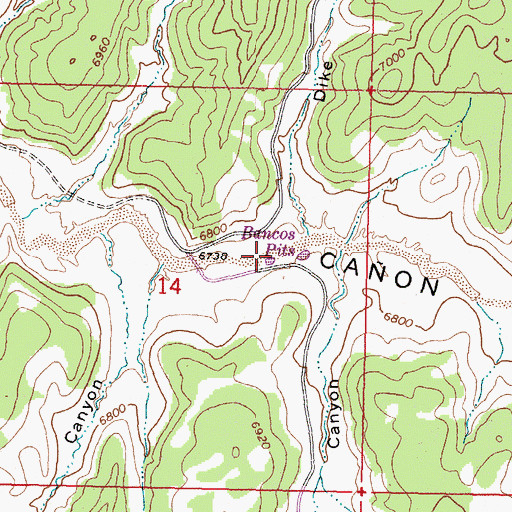 Topographic Map of Bancos Pits, NM