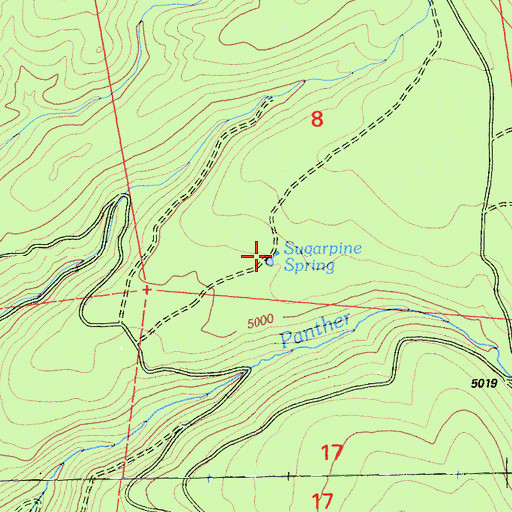 Topographic Map of Sugarpine Spring, CA