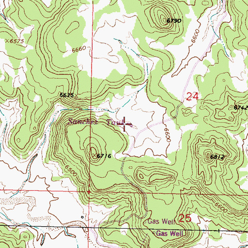 Topographic Map of Sanchez Tank, NM