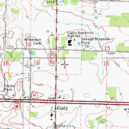 Topographic Map of Logan-Rogersville School Police, MO