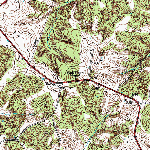 Topographic Map of Burrows Cemetery, KY