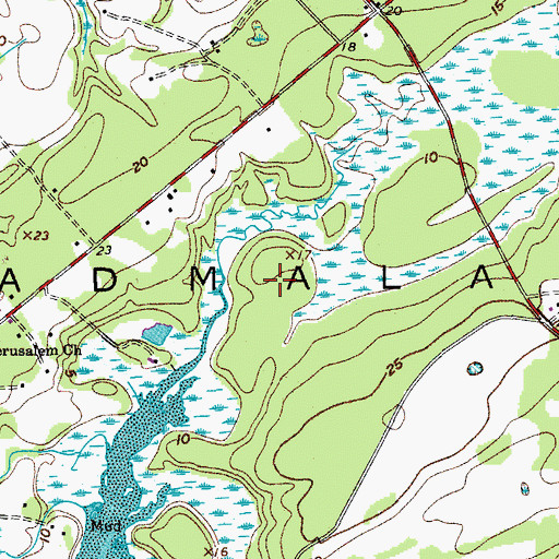 Topographic Map of Town of Wadmalaw, SC
