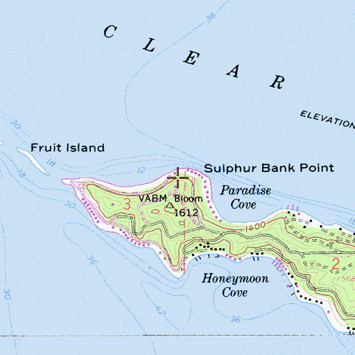 Topographic Map of Sulphur Bank Point, CA