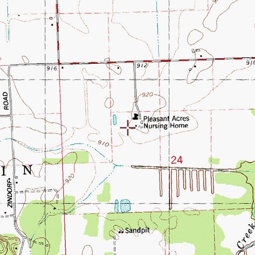 Topographic Map of Pleasant Acres Cemetery, WI