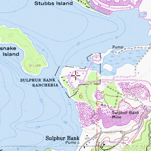 Topographic Map of Sulphur Bank Rancheria, CA
