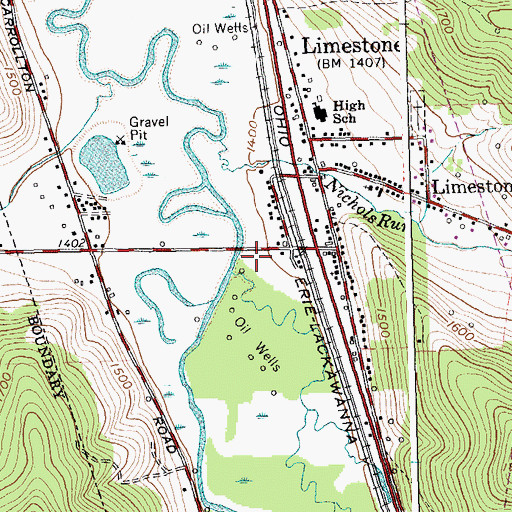 Topographic Map of Limestone Census Designated Place, NY
