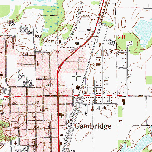 Topographic Map of Cambridge Police Department, MN