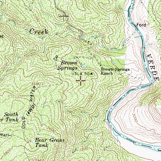 Topographic Map of Brown Springs, AZ