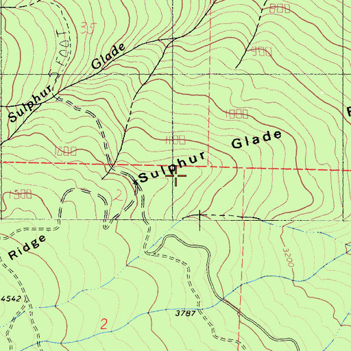 Topographic Map of Sulphur Glade Ridge, CA