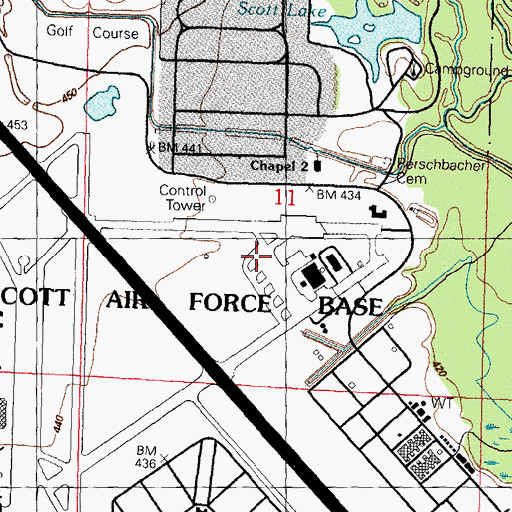 Topographic Map of Scott Air Force Base/MidAmerica Airport, IL