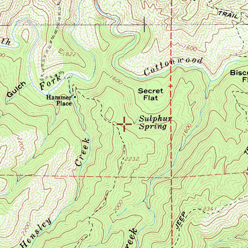 Topographic Map of Sulphur Spring, CA