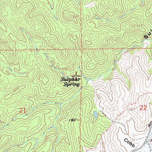 Topographic Map of Sulphur Spring, CA