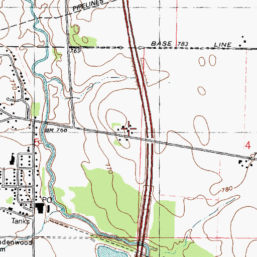 Topographic Map of Bauer Airport (historical), IL