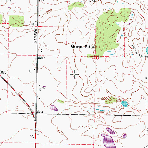 Topographic Map of Hilbert Airport, IL