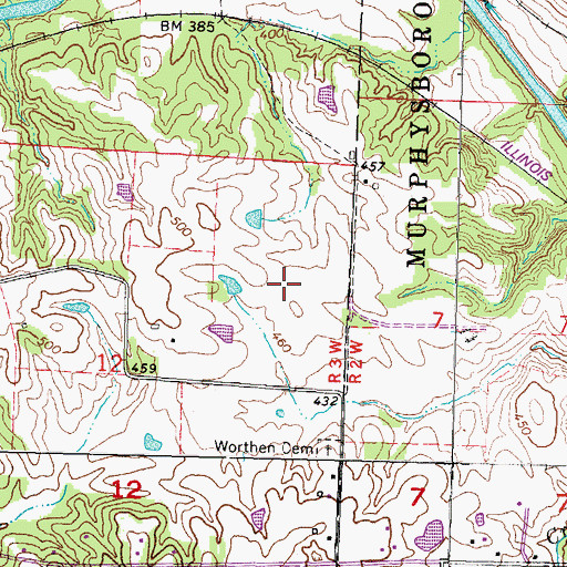 Topographic Map of Rendleman Airport, IL