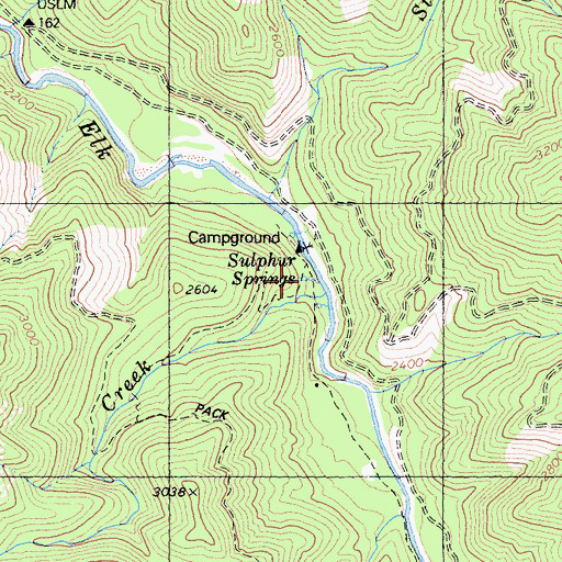 Topographic Map of Sulphur Spring, CA