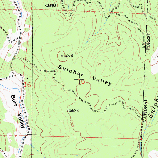 Topographic Map of Sulphur Valley, CA