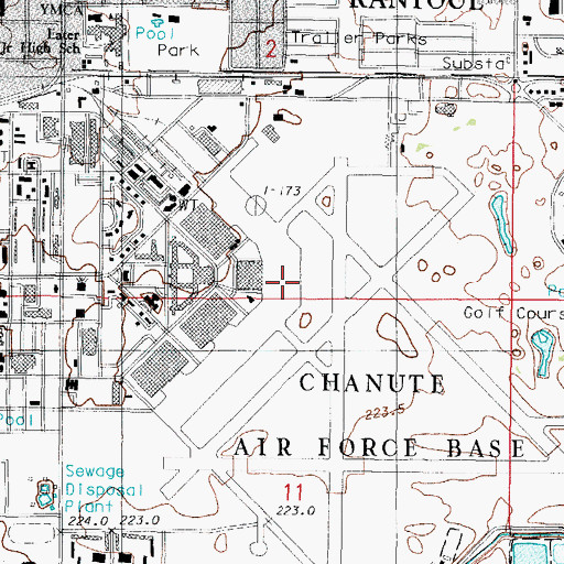 Topographic Map of Rantoul National Aviation Center Airport-Frank Elliott Field, IL