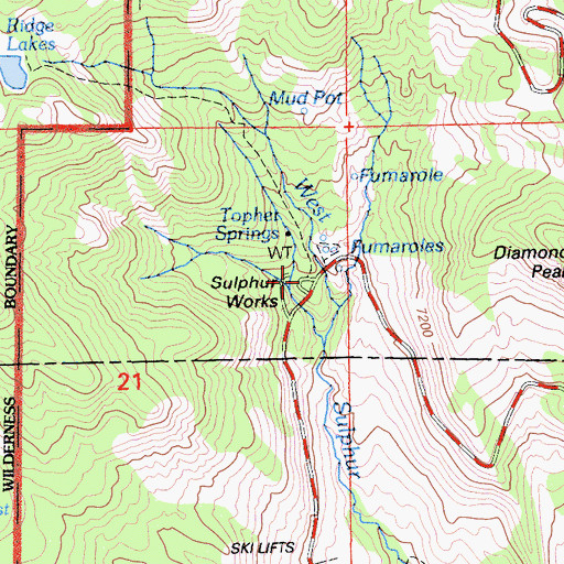 Topographic Map of Sulphur Works, CA