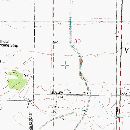 Topographic Map of Butler Hill RLA Airport, IL