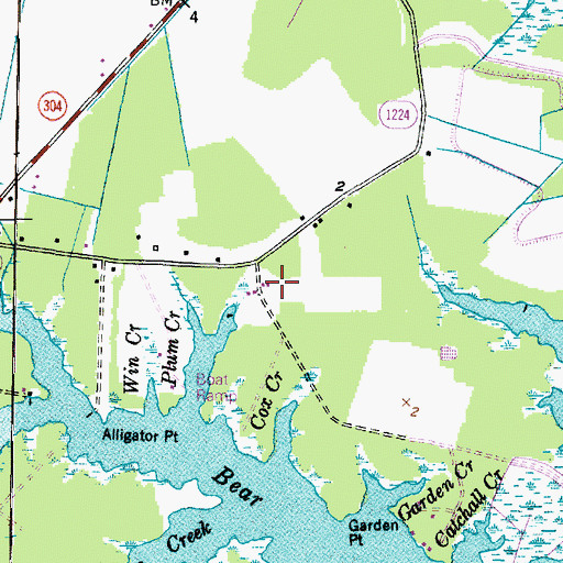 Topographic Map of Bay Creek Airport, NC