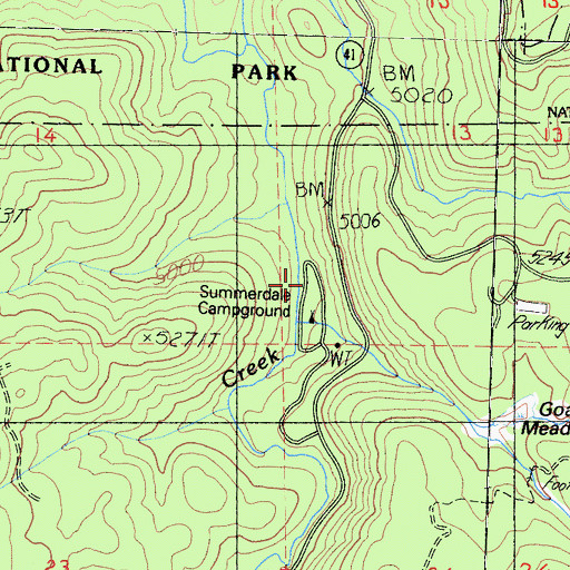 Topographic Map of Summerdale Campground, CA