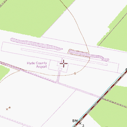 Topographic Map of Hyde County Airport, NC