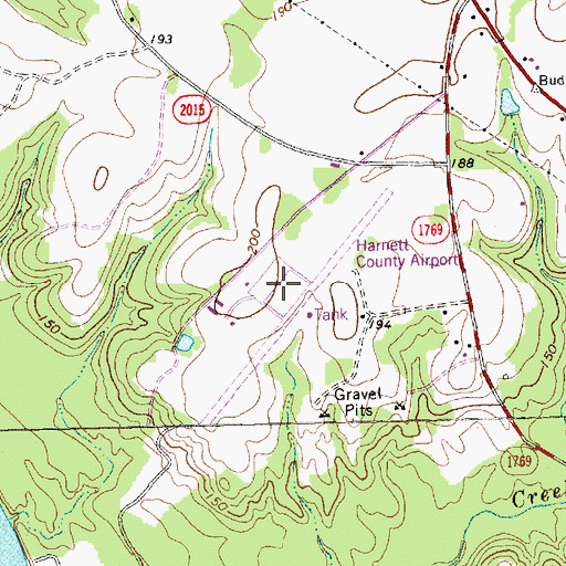 Topographic Map of Harnett Regional Jetport, NC