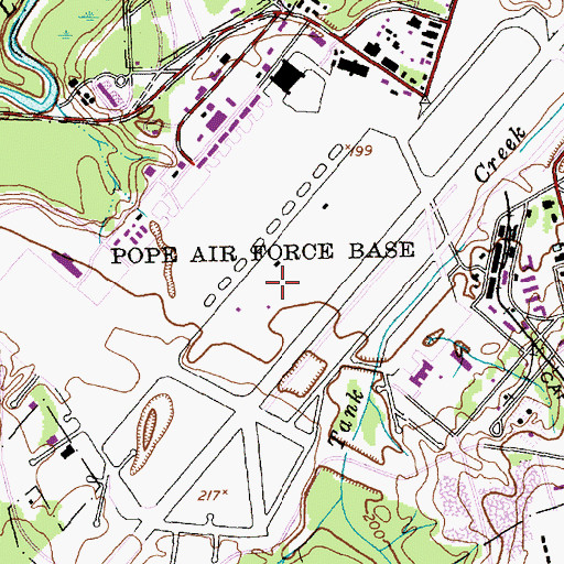 Topographic Map of Pope Army Airfield, NC