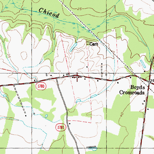Topographic Map of Boyd Field, NC