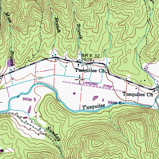 Topographic Map of Tusquittee Landing, NC