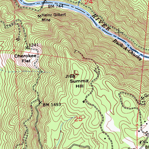 Topographic Map of Summit Hill, CA