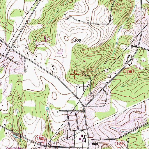 Topographic Map of Ervin Airfield, NC