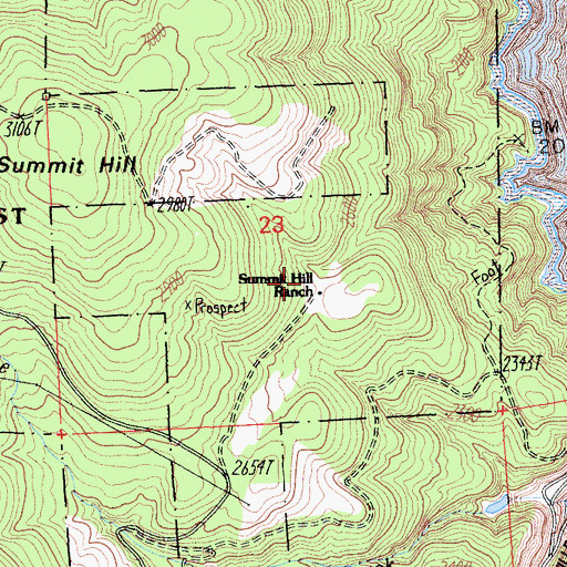 Topographic Map of Summit Hill Ranch, CA