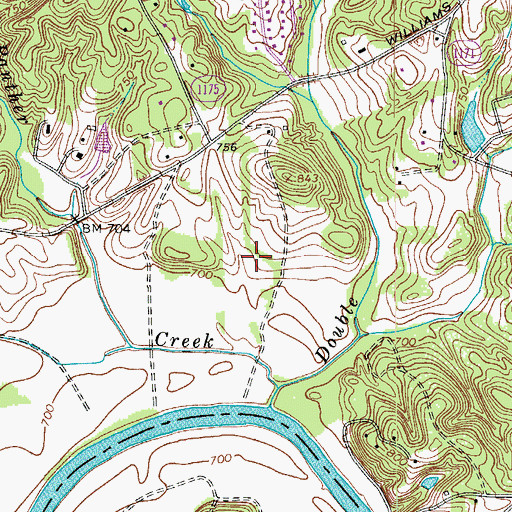 Topographic Map of Whiteheart Farm Airport, NC