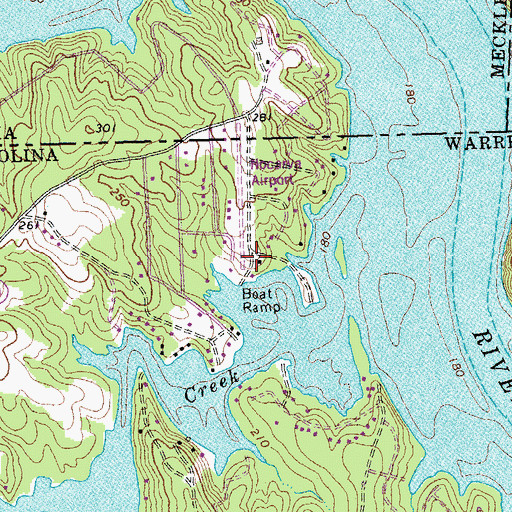 Topographic Map of Nocarva Airport, NC