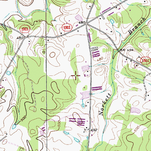 Topographic Map of Brown Field, NC