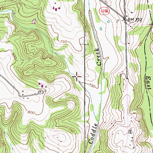 Topographic Map of Johnston Airport, NC