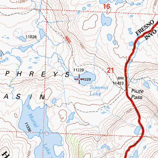 Topographic Map of Summit Lake, CA