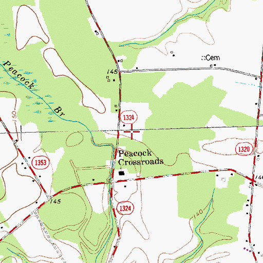 Topographic Map of Benton's Airfield (historical), NC