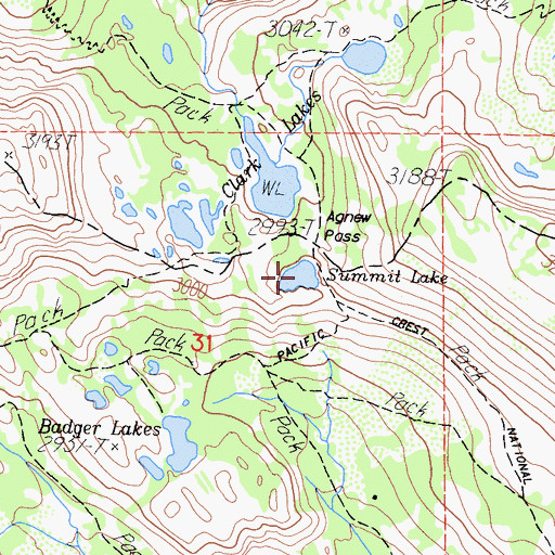 Topographic Map of Summit Lake, CA
