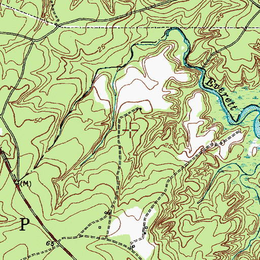 Topographic Map of Winding Creek Airport (historical), NC