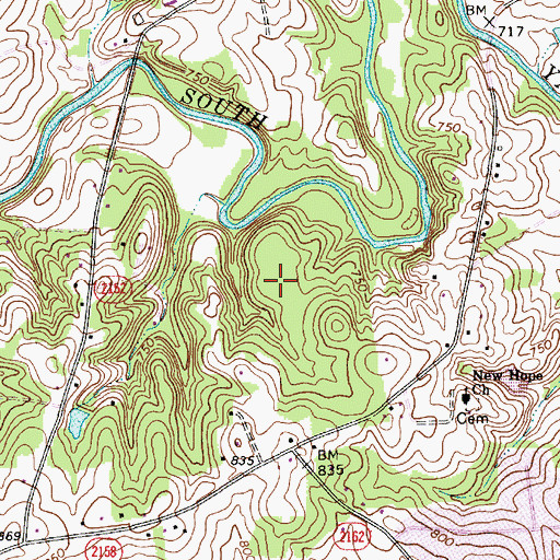 Topographic Map of Stoneriver Airport, NC