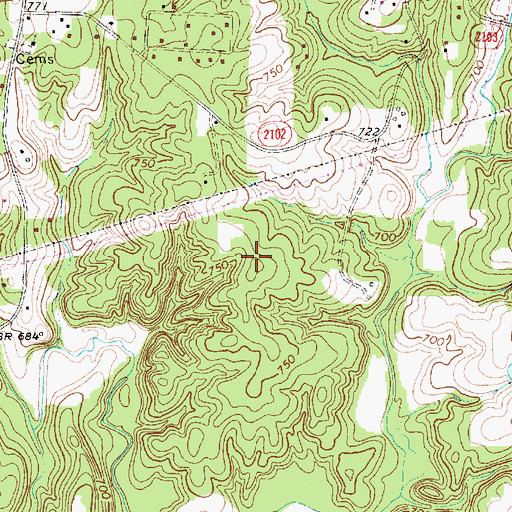 Topographic Map of Fields Airport, NC