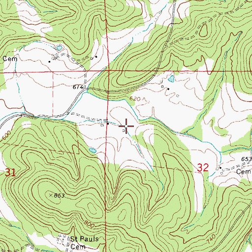 Topographic Map of Miller Farm Airport, MO