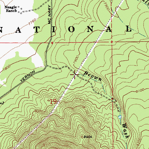 Topographic Map of Brown Wash, AZ