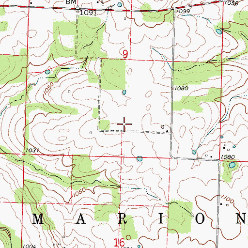 Topographic Map of Bolivar Municipal Airport, MO