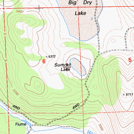 Topographic Map of Summit Lake, CA